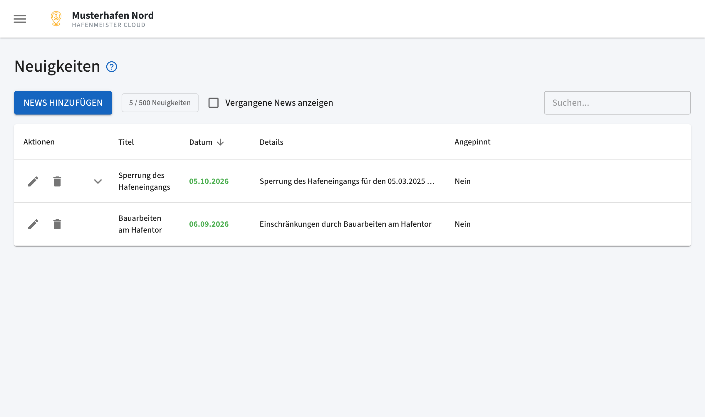 Neuigkeiten-Verwaltung im Hafenmeister Cloud Dashboard – News erstellen, planen und an Skipper senden
